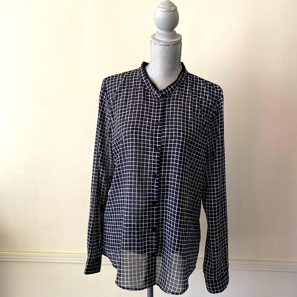 BANANA REPUBLIC 🖤BLACK & WHITE🤍 LONG SLEEVE SUMMER WOMEN TOP SIZE LARGE🌟EUC🌟